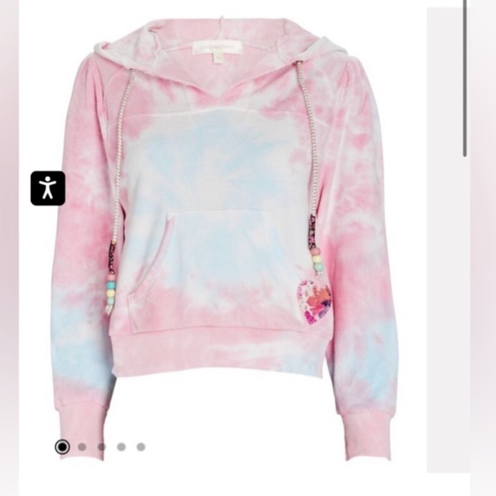 LOVESHACKFANCY Kirby Tie-Dye Hooded Sweatshirt small